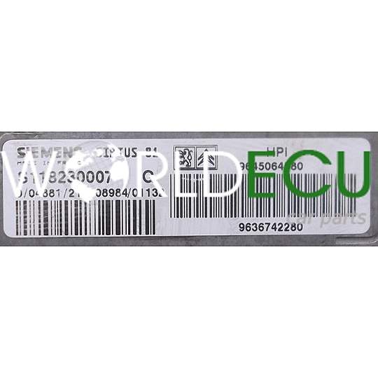 ECU ENGINE CONTROLLER CITROEN C5 SIEMENS S118230007 G, S118230007G, 9645064580, 9636742280