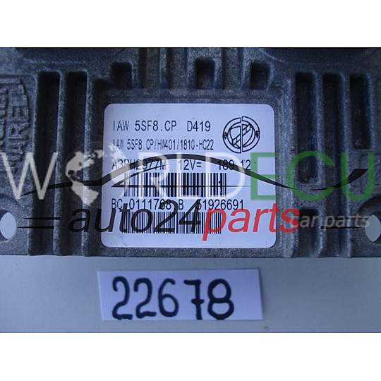 Motorsteuergerät ECU Steuergerät FIAT 500 PUNTO PANDA 1.2 MAGNETI MARELLI IAW 5SF8.CP, IAW5SF8CP, 51926691