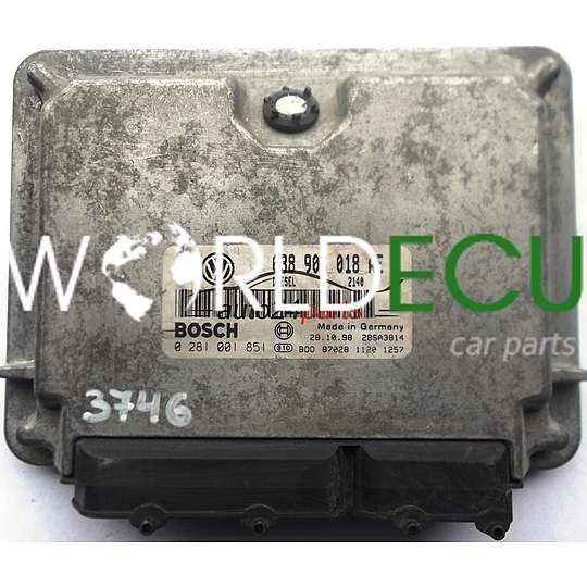 MOTORSTEUERGERÄT ECU STEUERGERAT VW VOLKSWAGEN GOLF BORA 1.9 TDI 038906018AE, 038 906 018 AE, BOSCH 0281001851, 0 281 001 851 DIESEL 2140 28SA3814