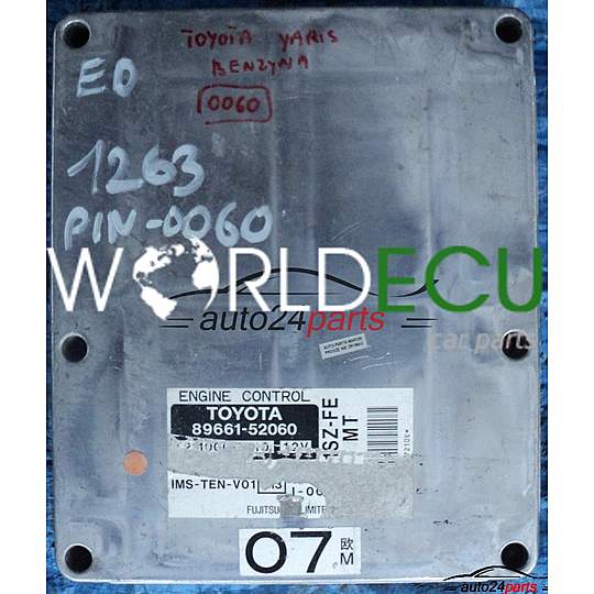 ECU CENTRALITA DE MOTOR TOYOTA YARIS 1.0 1SZ-FE FUJITSU 211000-7210 2110007210, 89661-52060 8966152060