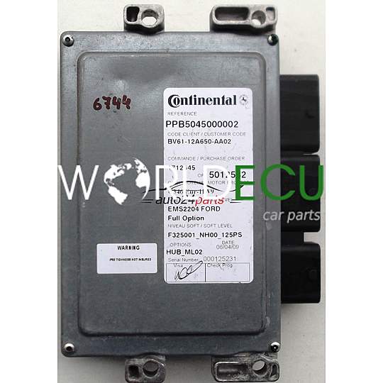 MOTORSTEUERGERÄT ECU STEUERGERAT FORD FIESTA BV61 12A650 AA02, BV6112A650AA02, B7033375, 5012542, EMS2204