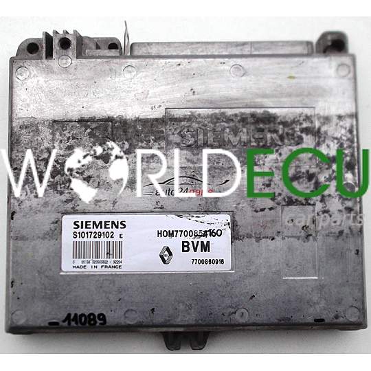 ECU ENGINE CONTROLLER RENAULT CLIO 1.2, SIEMENS S101729102 E, S101729102E, HOM7700854160, 7700860916