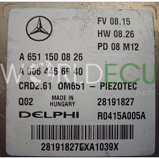 Calculateur Moteur MERCEDES Delphi R0415A005A, 28191827, A 651 150 08 26, A6511500826, A 006 446 69 40, A0064466940, CRD2.61