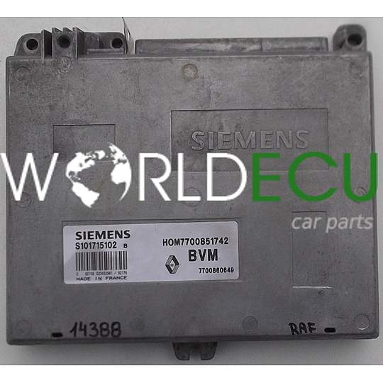 ECU ENGINE CONTROLLER RENAULT SIEMENS S101715102 B, S101715102B, 7700851742, 7700860649