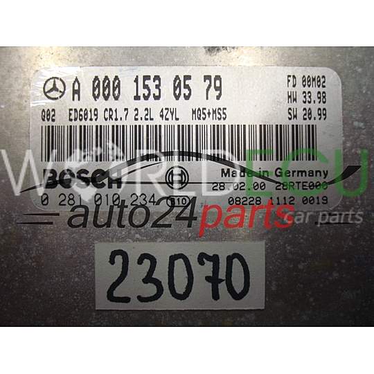 Centralita de motor UCE MERCEDES BENZ BOSCH 0 281 010 234, 0281010234, A 000 153 05 79, A0001530579, CR1.7