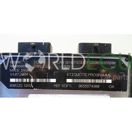 ECU Engine control unit CITROEN BERLINGO 1.9 WJY LUCAS R04080036C, PSA 9650359580, SOFT 9655574380, DCN2, DWLC12