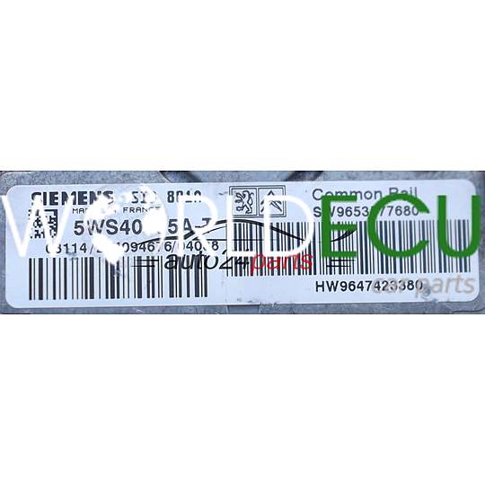 ECU ENGINE CONTROLLER CITROEN BERLINGO PEUGEOT PARTNER 2.0 HDI SIEMENS 5WS40155A-T, 5WS40155AT, SW9653577680 HW9647423380