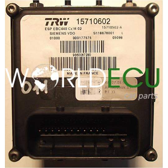 ABS PUMPE BLOCK HYDRAULIKPUMPE STEUERGERAT PEUGEOT 407 TRW 15710602 ESP EBC440 CEM 02, 15710502A, 15710502-A, SIEMENS VDO S118676001L, S118676001 L, 9660067280