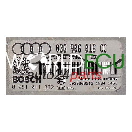 БЛО0К УПРАВЛЕНИЯ ДВИГАТЕЛЕМ AUDI A3 1.9 TDI BOSCH 0 281 011 832, 0281011832, 03G 906 016 CC, 03G906016CC, 1039S06215, EDC16U1