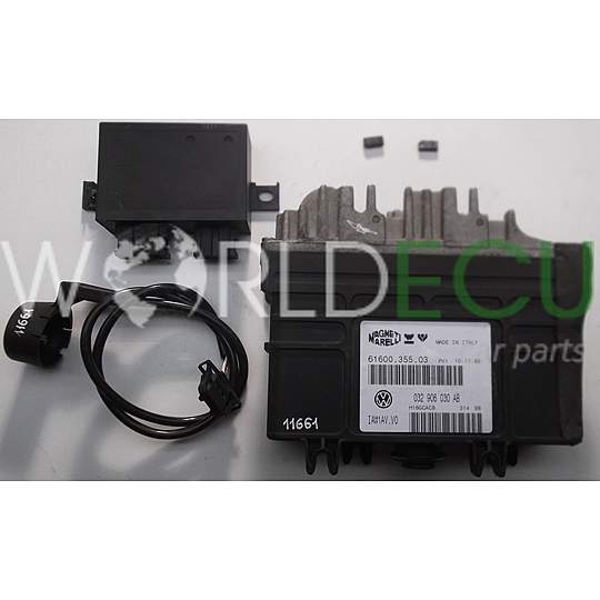 CALCULATEUR MOTEUR VW VOLKSWAGEN POLO 1.6 IAW1AV.V0, IAW1AVV0, 032 906 030 AB, 032906030AB, 61600.355.03, 6160035503