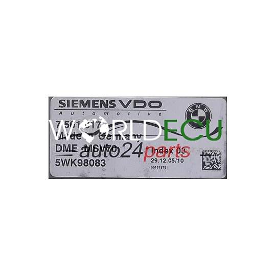 ECU ENGINE CONTROLLER BMW E90/91 330 3.0 SIEMENS 5WK98083, DME MSV70 7561817, DME7561817, 7 561 817