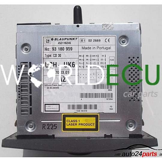 RADIO CD MP3 OPEL ASTRA 93 180 959 AZ / 93180959AZ / 7 643 103 610 / 7643103610 / CD30