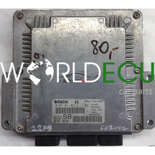 MOTORSTEUERGERÄT ECU STEUERGERAT FIAT ULYSSE 2.0 JTD BOSCH 0281011031, 0 281 011 031, 9646719080, 96 467 190 80, 9640938180 EDC15C2 58