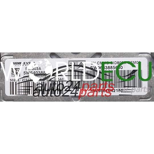 ECU ENGINE CONTROLLER CITROEN C5 2.0 HDI SIEMENS VDO 5WS40388C-T, 5WS40388CT, SW 9663885680, HW 9661642180 SID803A