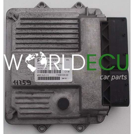 ECU ENGINE CONTROLLER  OPEL CORSA 1.3 JTD 55190814, MJD 6J0.C3, MJD6J0C3