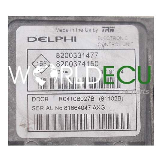 БЛОК УПРАВЛЕНИЯ ДВИГАТЕЛЕМ RENAULT CLIO 1.5 DCI DELPHI R0410B027B, 8200331477, 8200374150